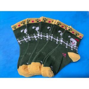 Kids Novelty Colorful‎ Puppy Dog Design Crew Socks 5 Pairs Size M